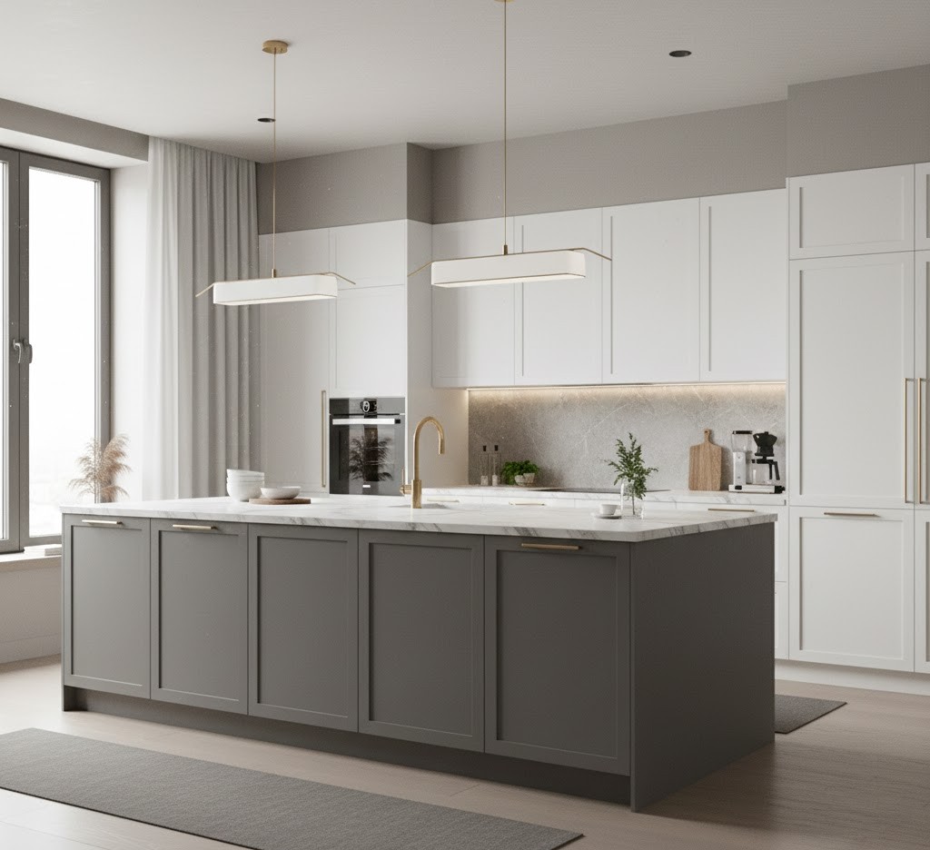 Kök med ljusa ytor och premium utrustning